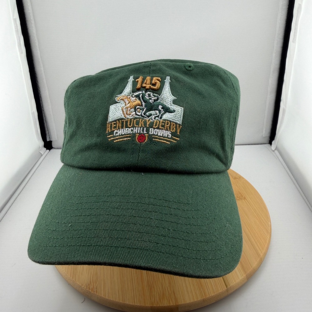 Kentucky Derby 145 Churchill Downs Hat Green Adjustable Baseball Cap Racing